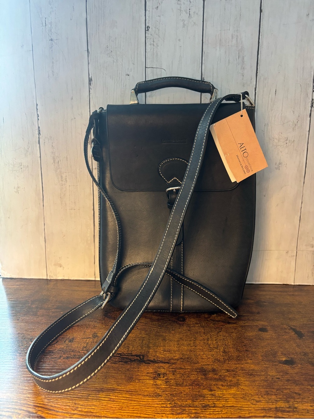 Dooney & Bourke Black Leather Wine Bottle Picnic Tote